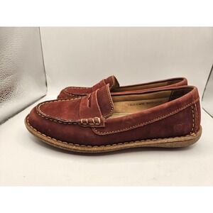 Born Suede Penny Loafer Shoes Women's Size 7.5 M Brick Comfortable Slip On #399